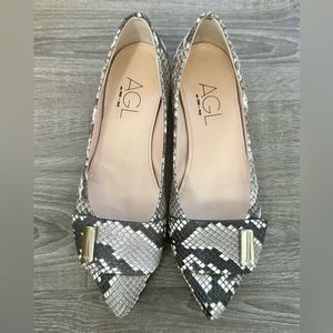 AGL Snake Skin Flats Embossed Pointed Toe